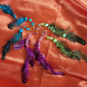 Boucles d'oreilles en pierres naturelles et perles fantaisie