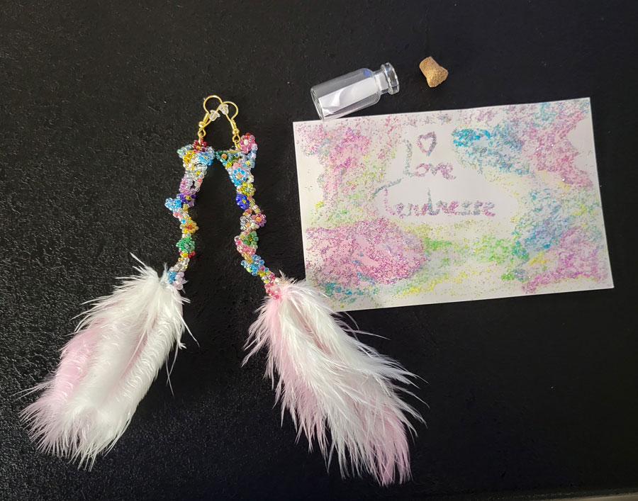 Bouquet de Tendresse – Boucles d’oreilles, Carte créative et Fiole inspirée – Image 2