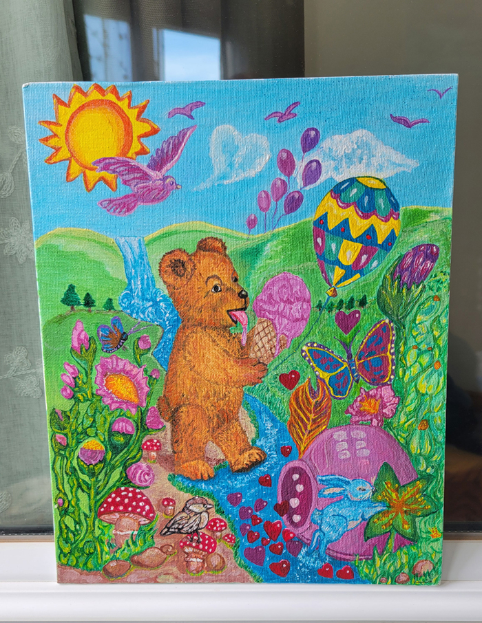 peinture d'un ourson